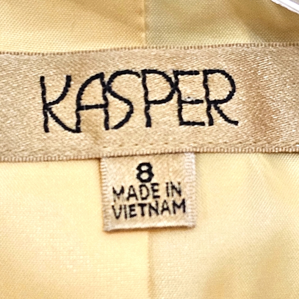 Vintage Kasper Gold/Creme Metalic Floral Jacquard Rhinestone Buttons Suit Set - Picture 4 of 17
